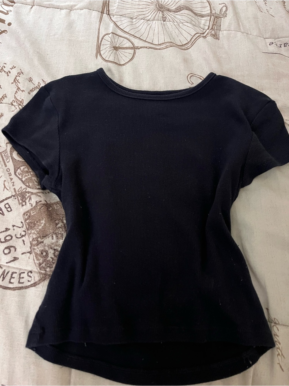 H&M Black Ribbed Short Sleeve Tee